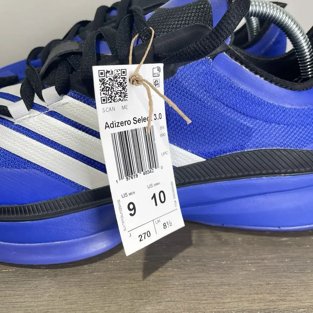 Adidas Mens Size 9 Shoes NEW FLAW Adizero Select 3.0 Basketball Blue JR8272